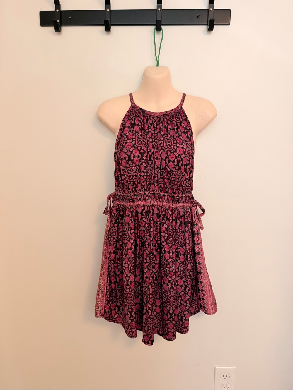 Free People Pink and Black Floral Halter Tunic - Picture 1 of 6
